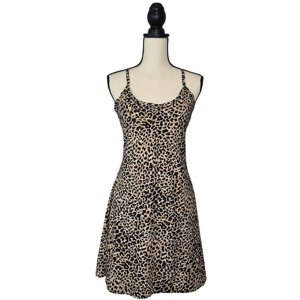 Outdoor Voices Leopard Print Exercise Dress Strappy Athletic Tennis Mini Sz XL